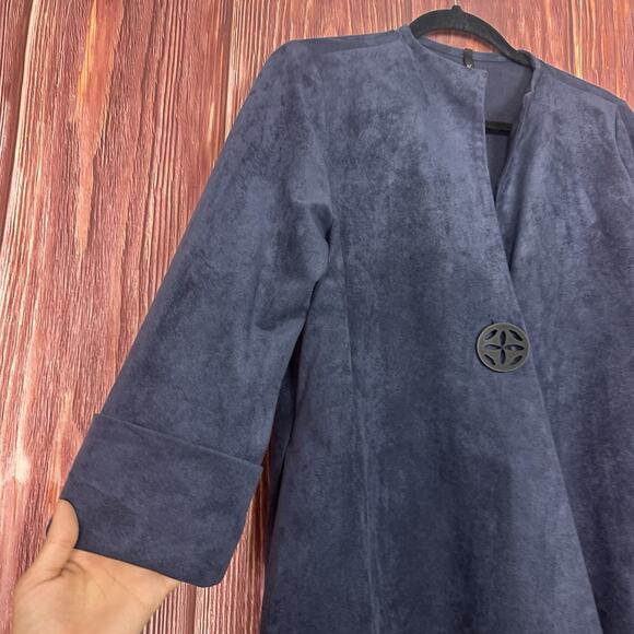 IC by Connie K Collection Asymmetrical Faux Suede Blue Jacket Size Small S - Picture 3 of 6